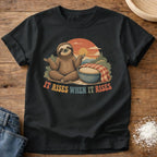 Knead More Fun When It Rises Sloth sourdough t-shirt in Black