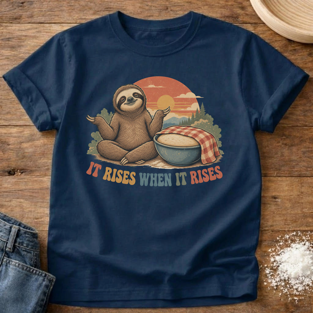 Knead More Fun When It Rises Sloth sourdough t-shirt in Navy