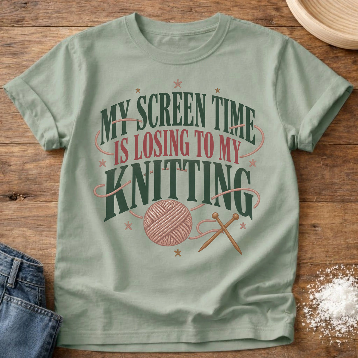 Knead More Fun Knitting Replacing Screentime knitting t-shirt in Bay