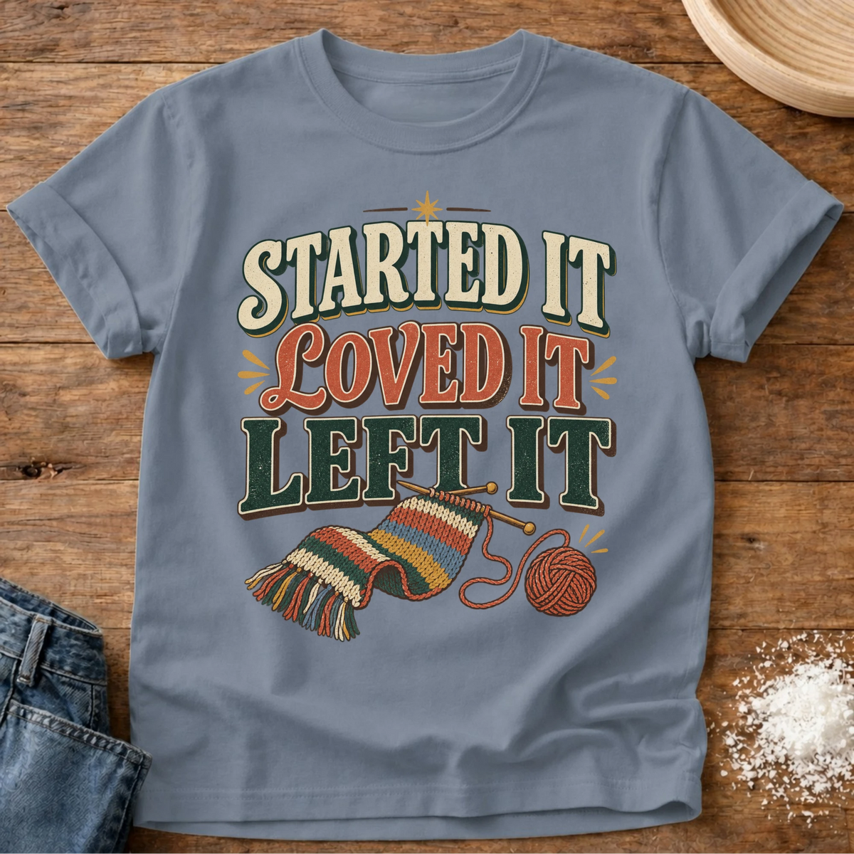 Knead More Fun Left It homebody t-shirt in Blue Jean