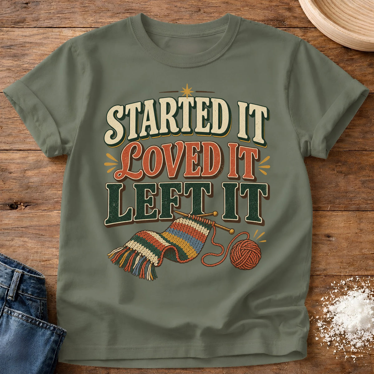 Knead More Fun Left It homebody t-shirt in Moss
