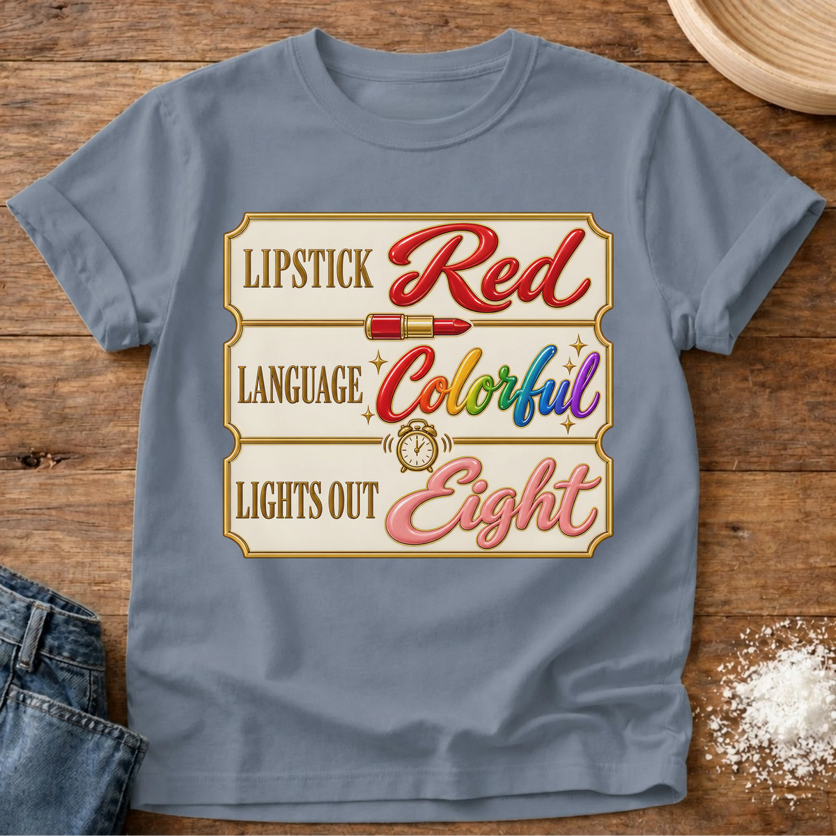 Knead More Fun Lights Out t-shirt in Blue Jean