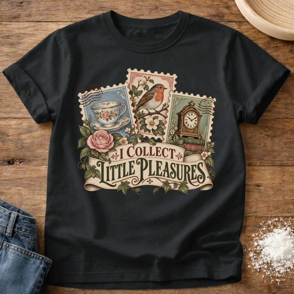 Knead More Fun Little Pleasures grannycore t-shirt in Black