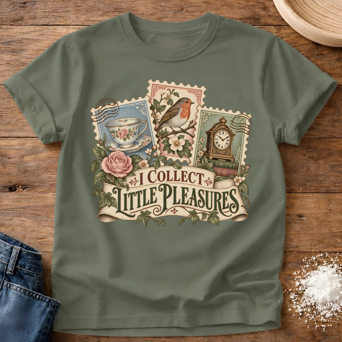 Knead More Fun Little Pleasures grannycore t-shirt in Moss