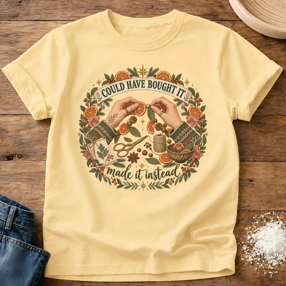Knead More Fun Made It Instead graphic t-shirt in Butter