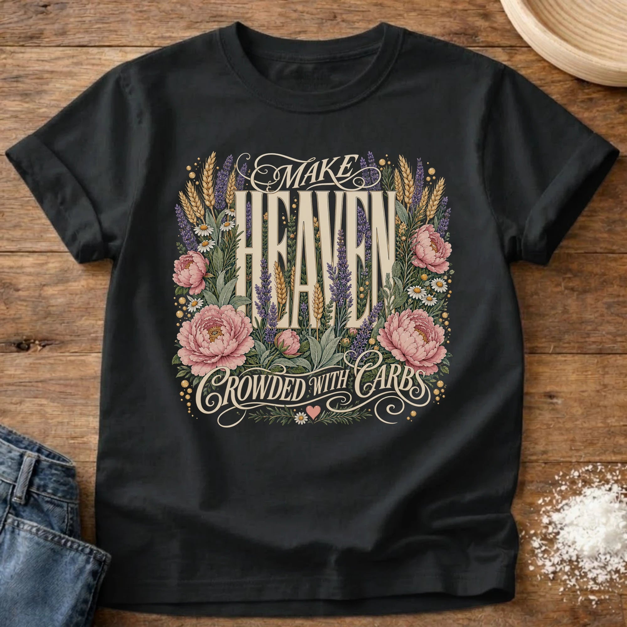 Knead More Fun Make Heaven Crowded sourdough t-shirt in Black