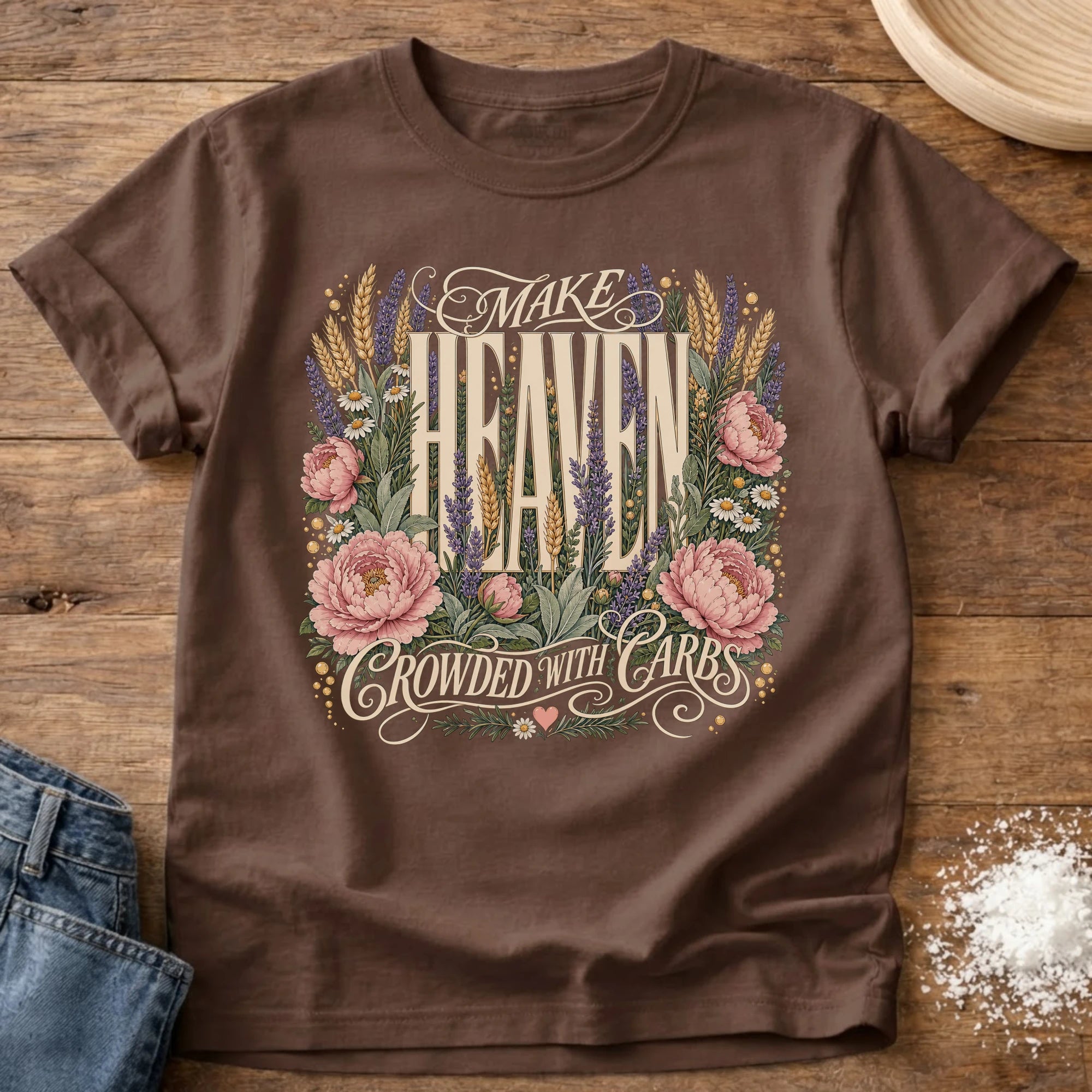 Knead More Fun Make Heaven Crowded sourdough t-shirt in Espresso