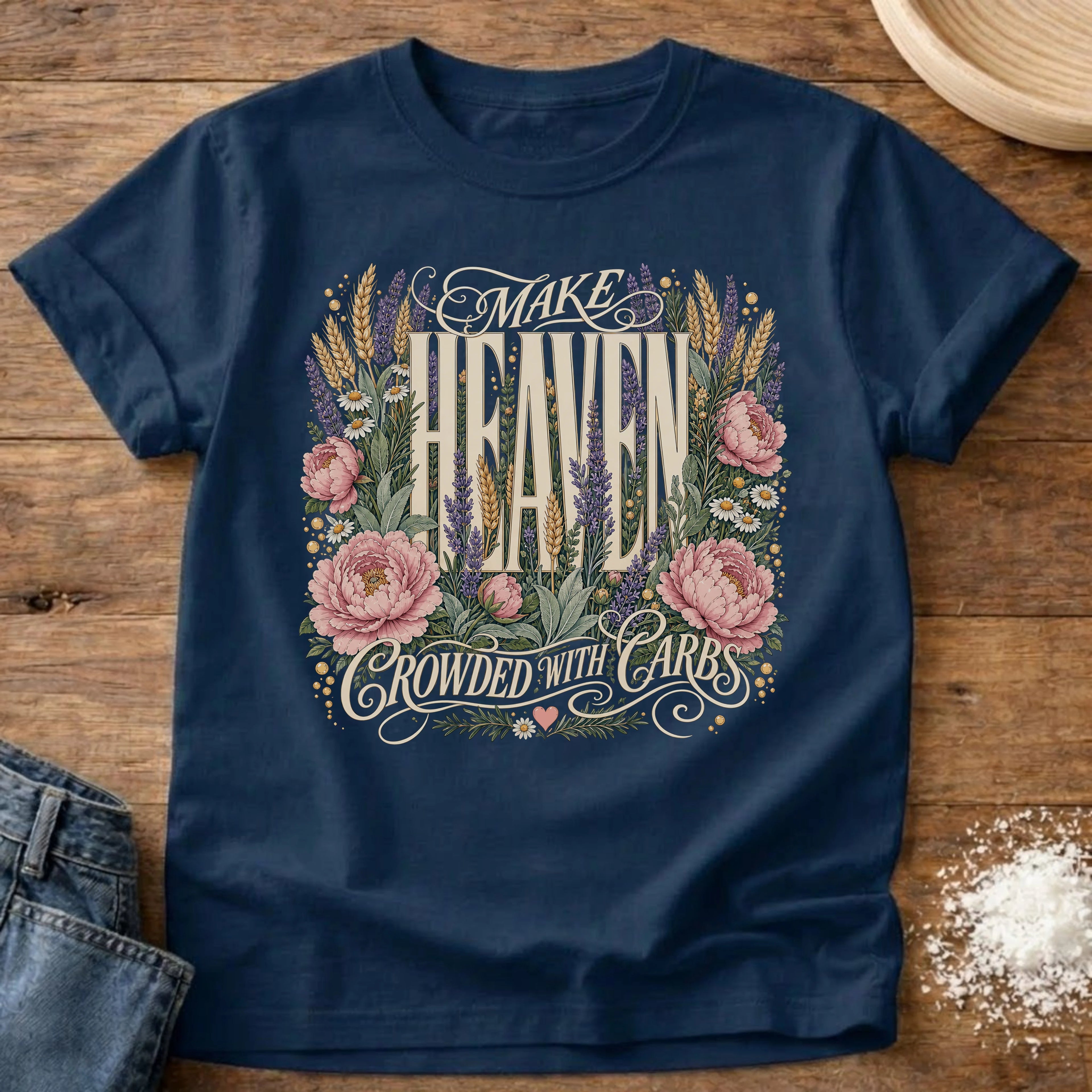 Knead More Fun Make Heaven Crowded sourdough t-shirt in Navy