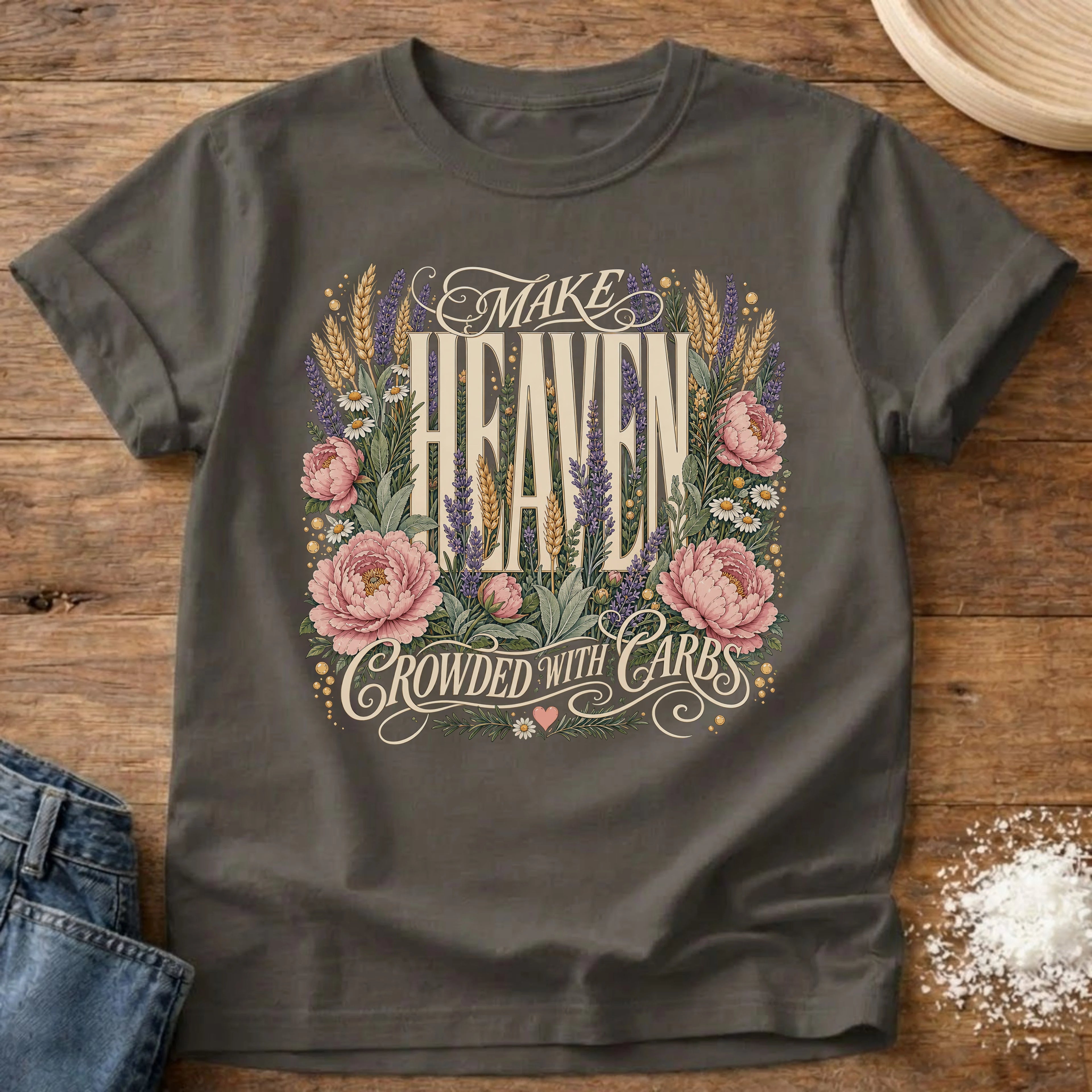 Knead More Fun Make Heaven Crowded sourdough t-shirt in Pepper