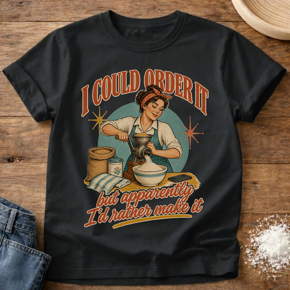 Knead More Fun Make It Myself home baking t-shirt in Black