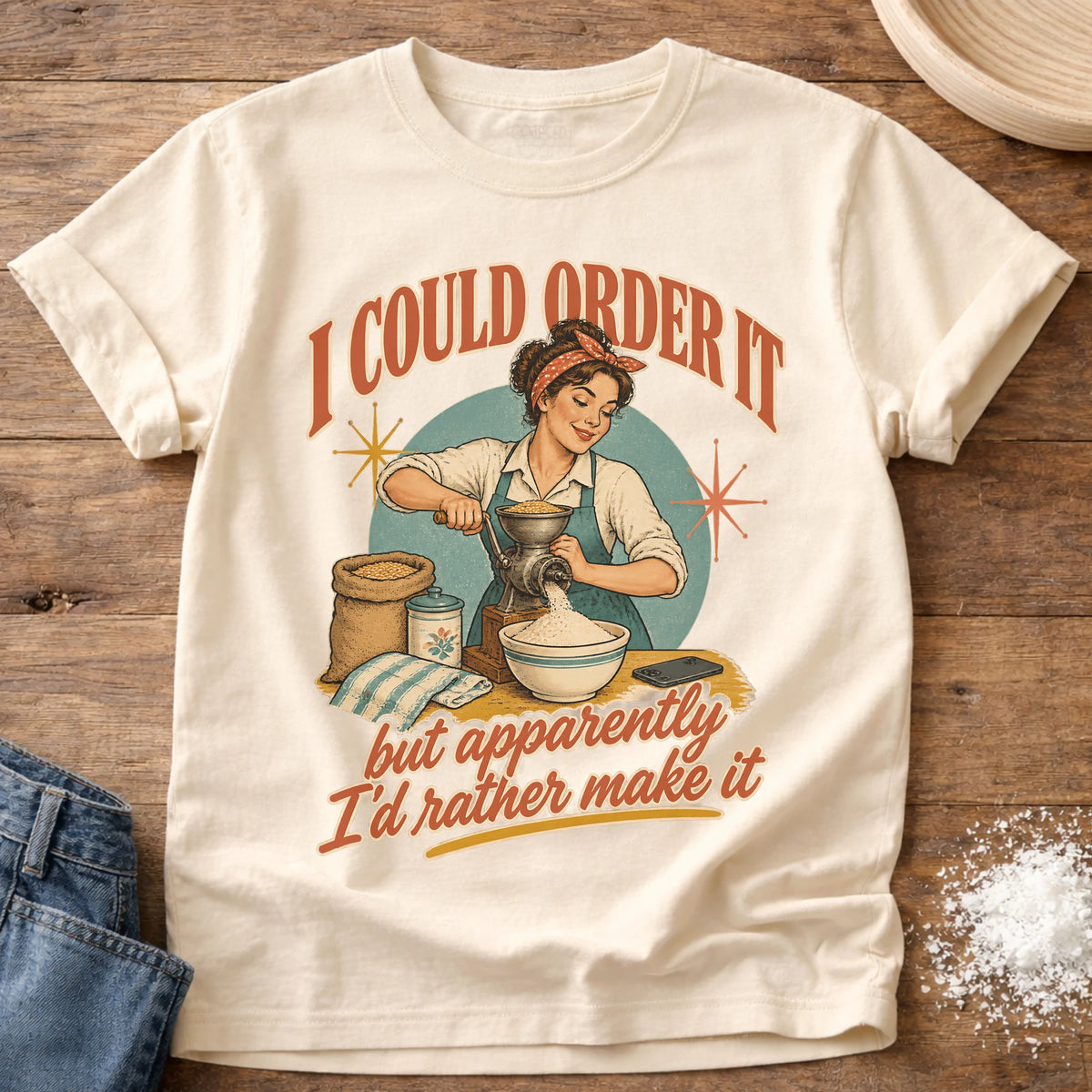 Knead More Fun Make It Myself home baking t-shirt in Ivory
