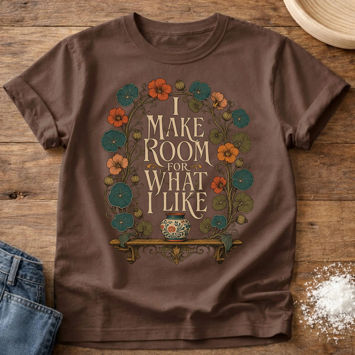 Knead More Fun Make Room homebody t-shirt in Espresso