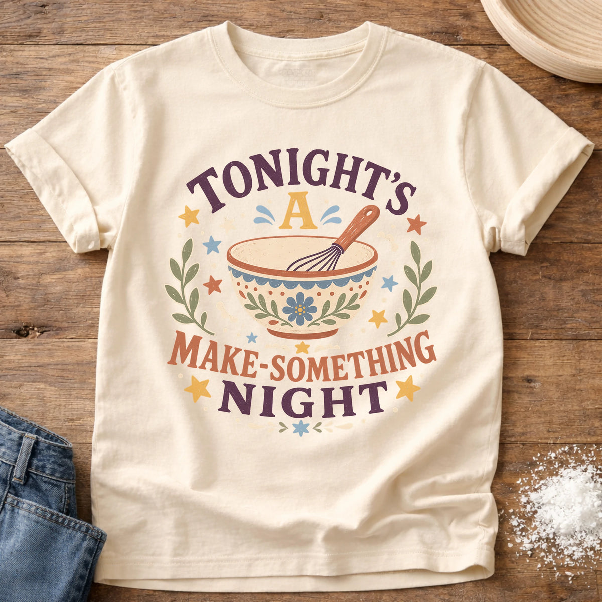 Knead More Fun Make Something Night homebody t-shirt in Ivory