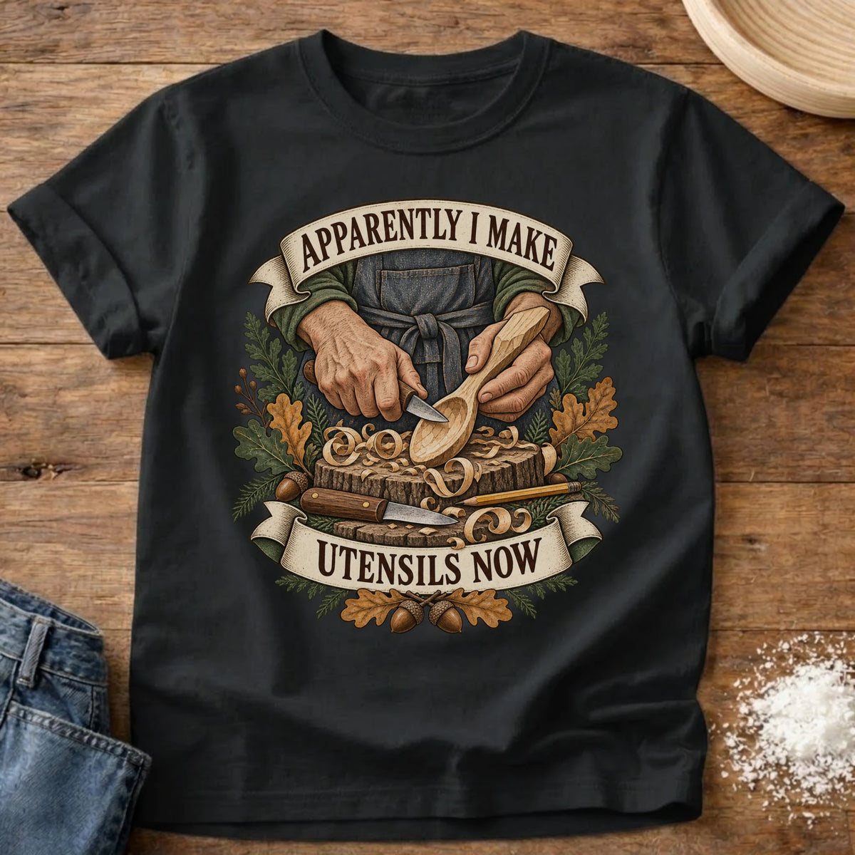 Knead More Fun Make Utensils graphic t-shirt in Black