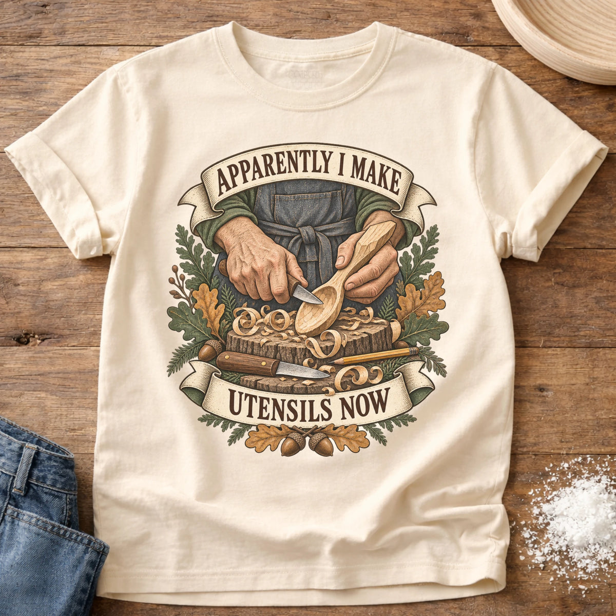 Knead More Fun Make Utensils graphic t-shirt in Ivory