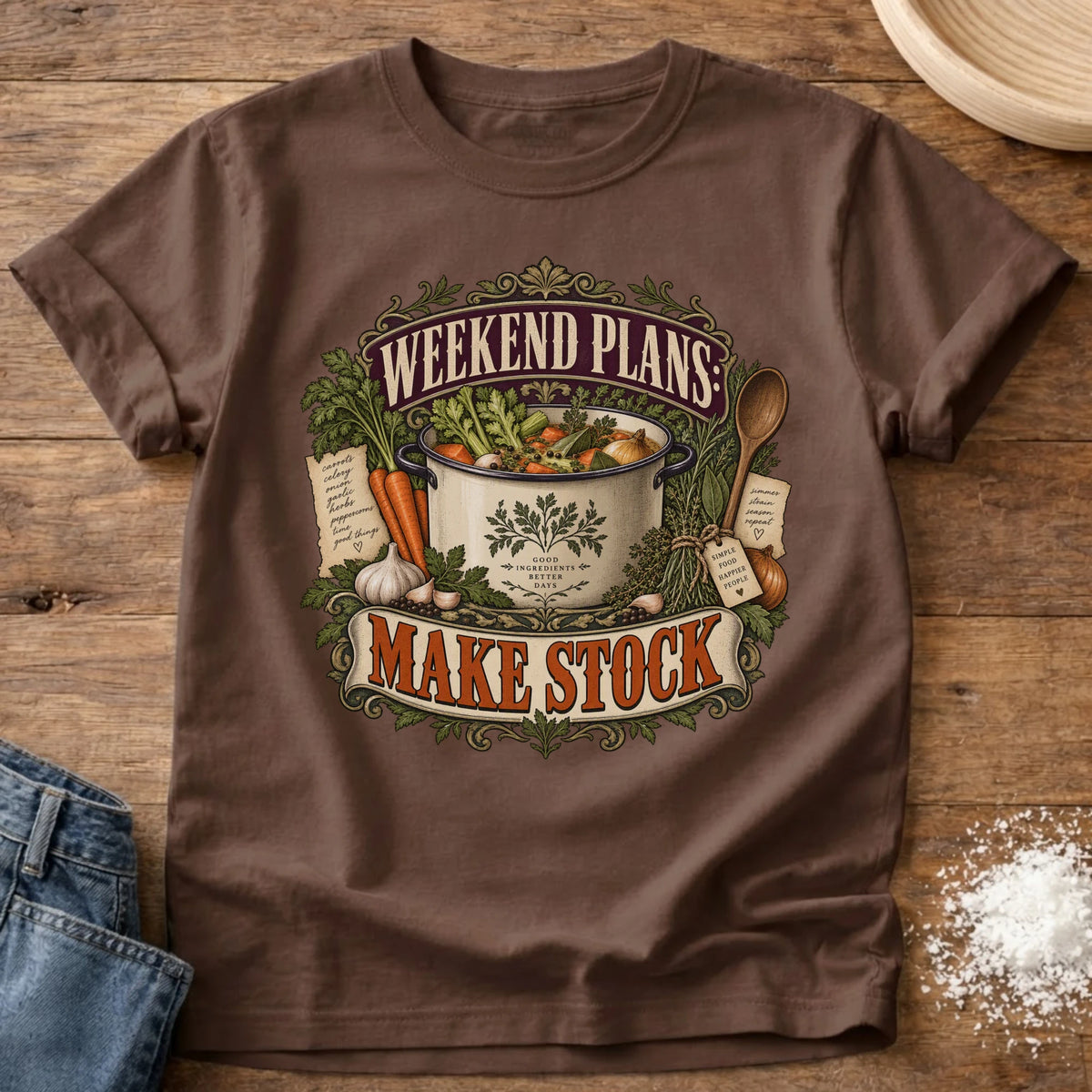 Knead More Fun Making Stock graphic t-shirt in Espresso