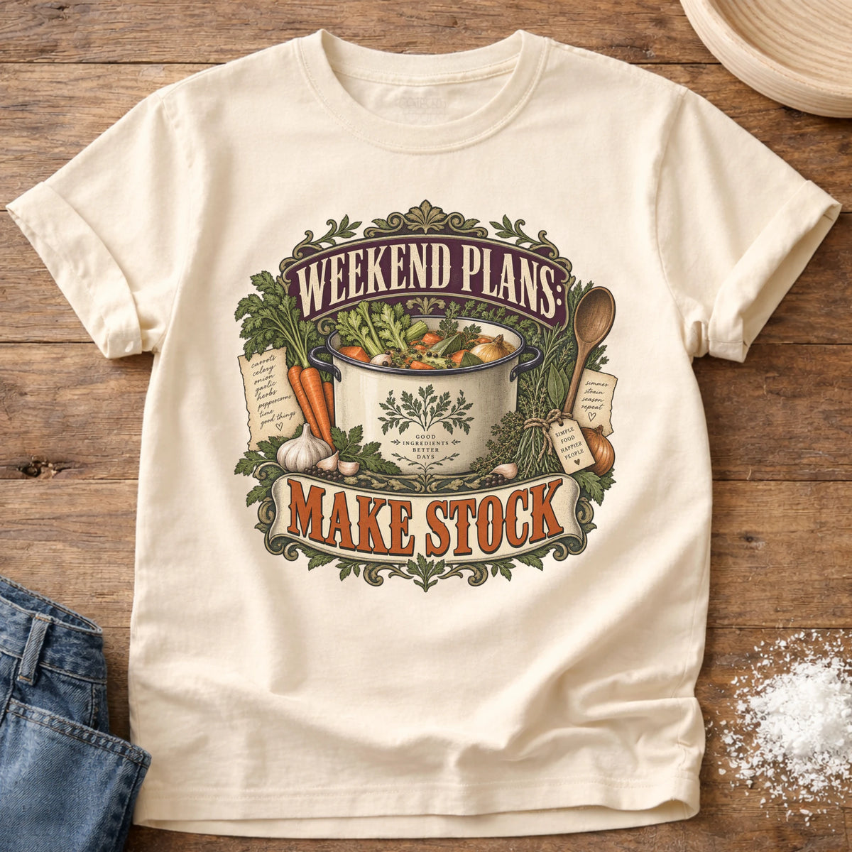Knead More Fun Making Stock graphic t-shirt in Ivory