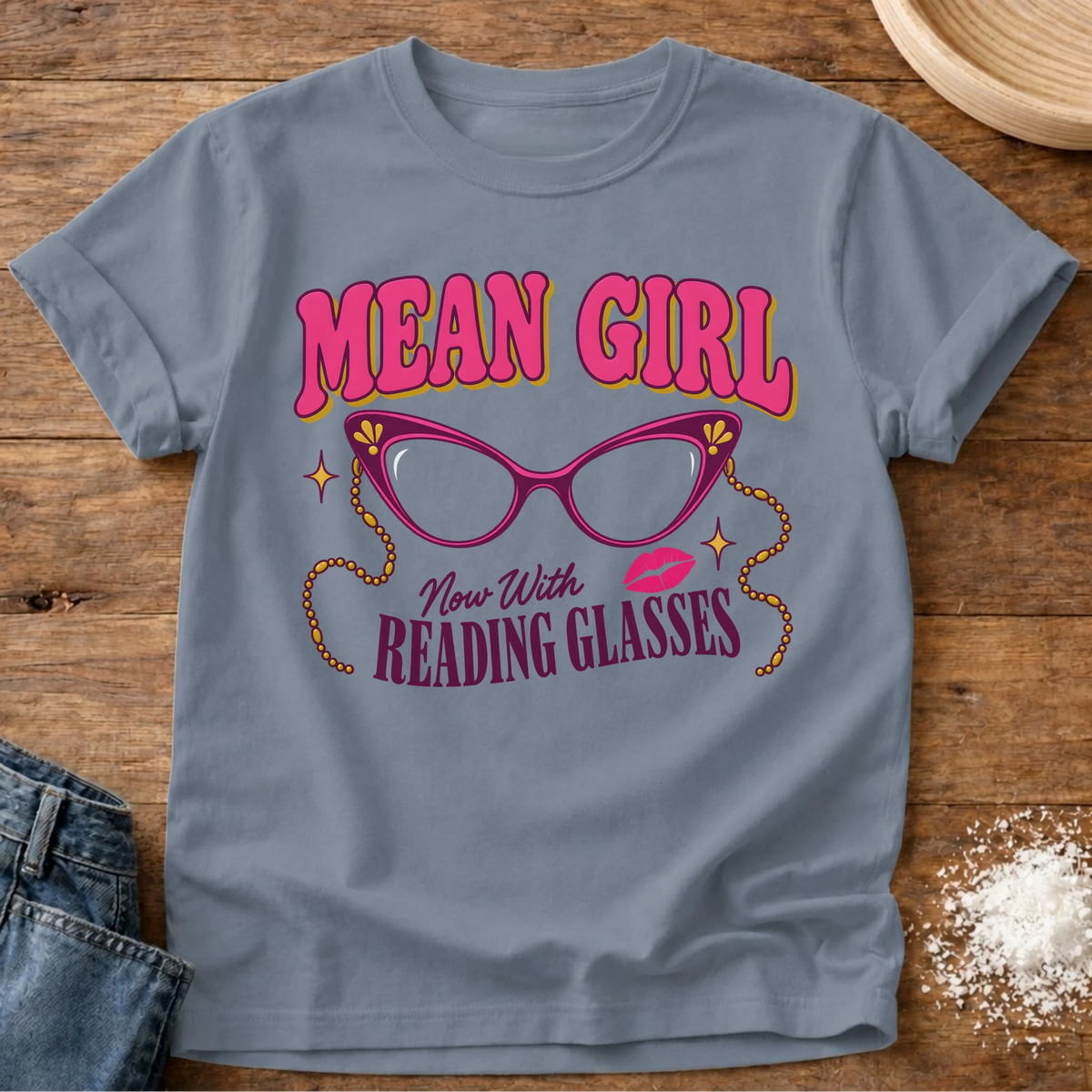 Knead More Fun Mean Girl Reads t-shirt in Blue Jean