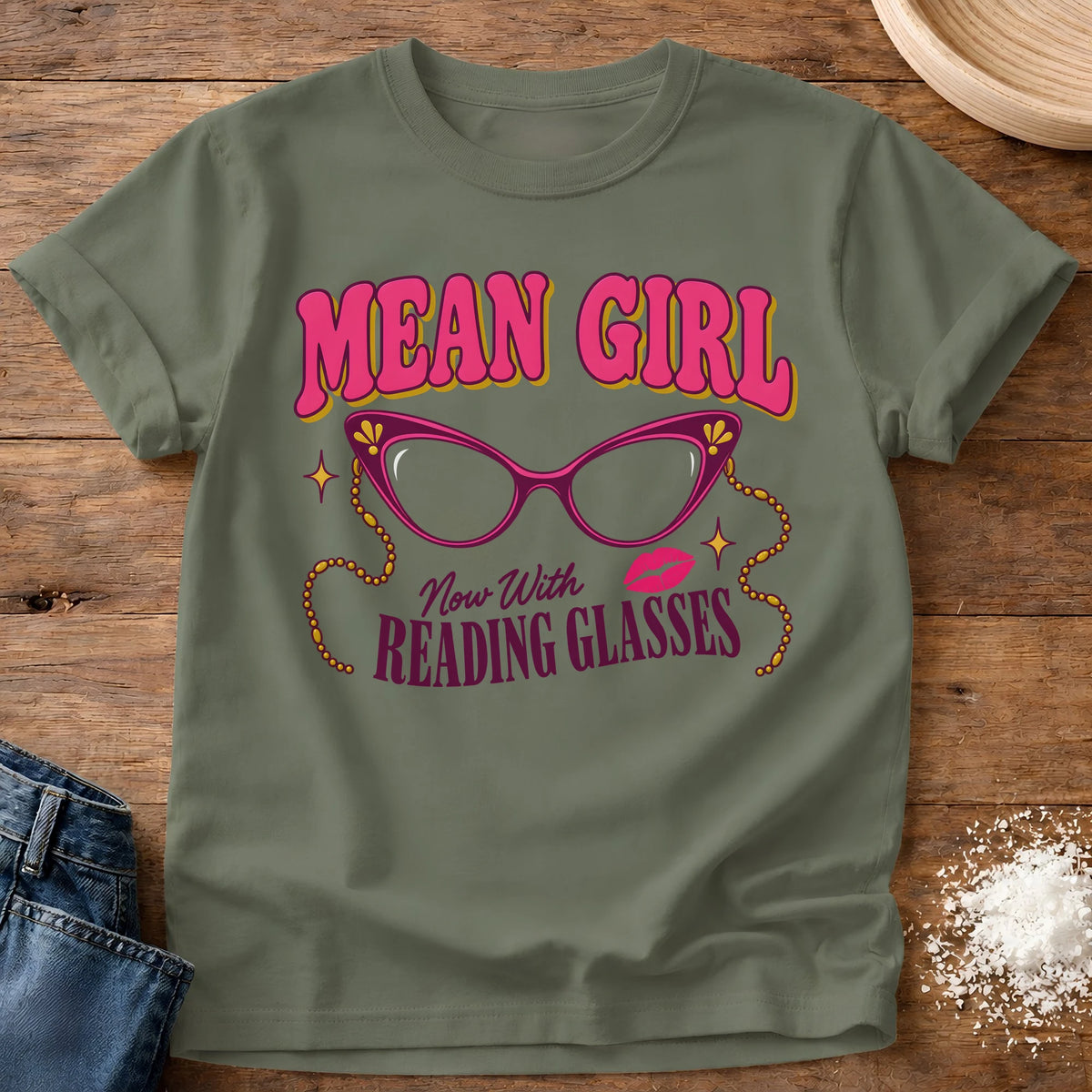 Knead More Fun Mean Girl Reads t-shirt in Moss