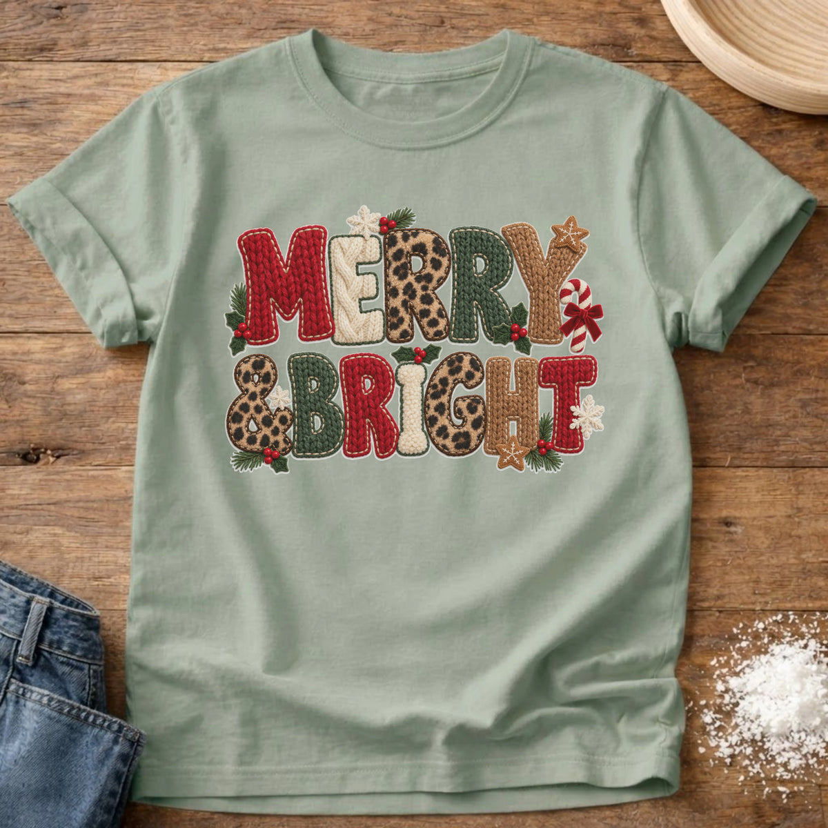 Knead More Fun Merry Bright graphic t-shirt in Bay