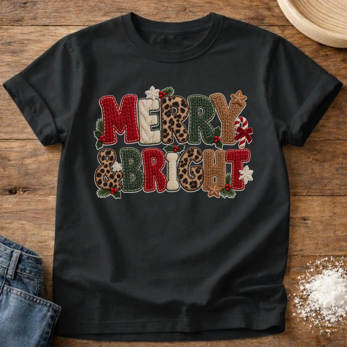 Knead More Fun Merry Bright graphic t-shirt in Black