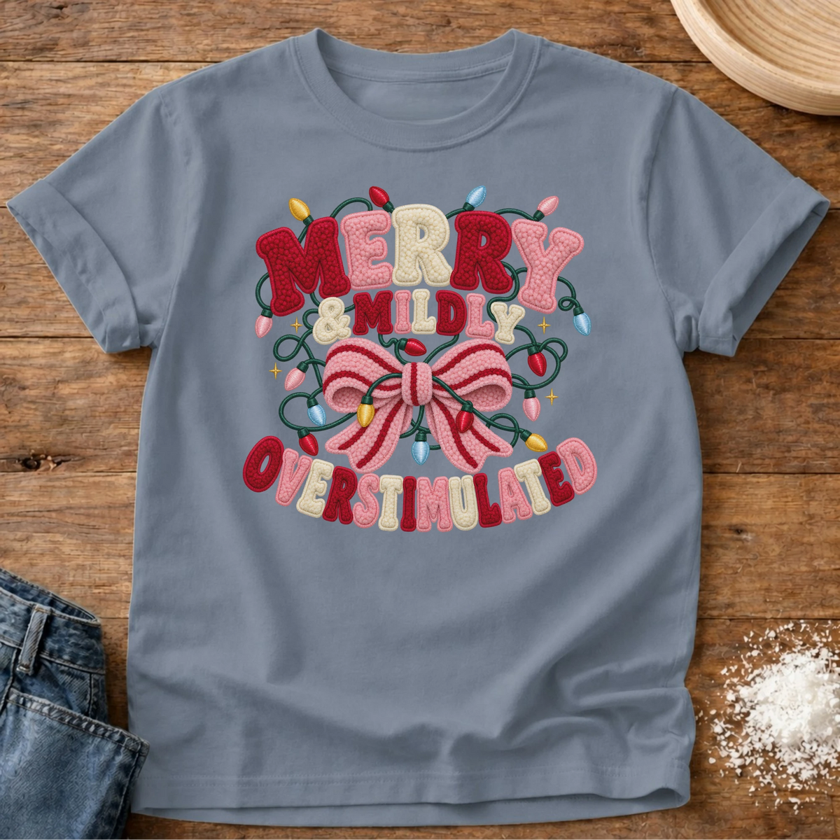 Knead More Fun Merry Overstimulated t-shirt in Blue Jean