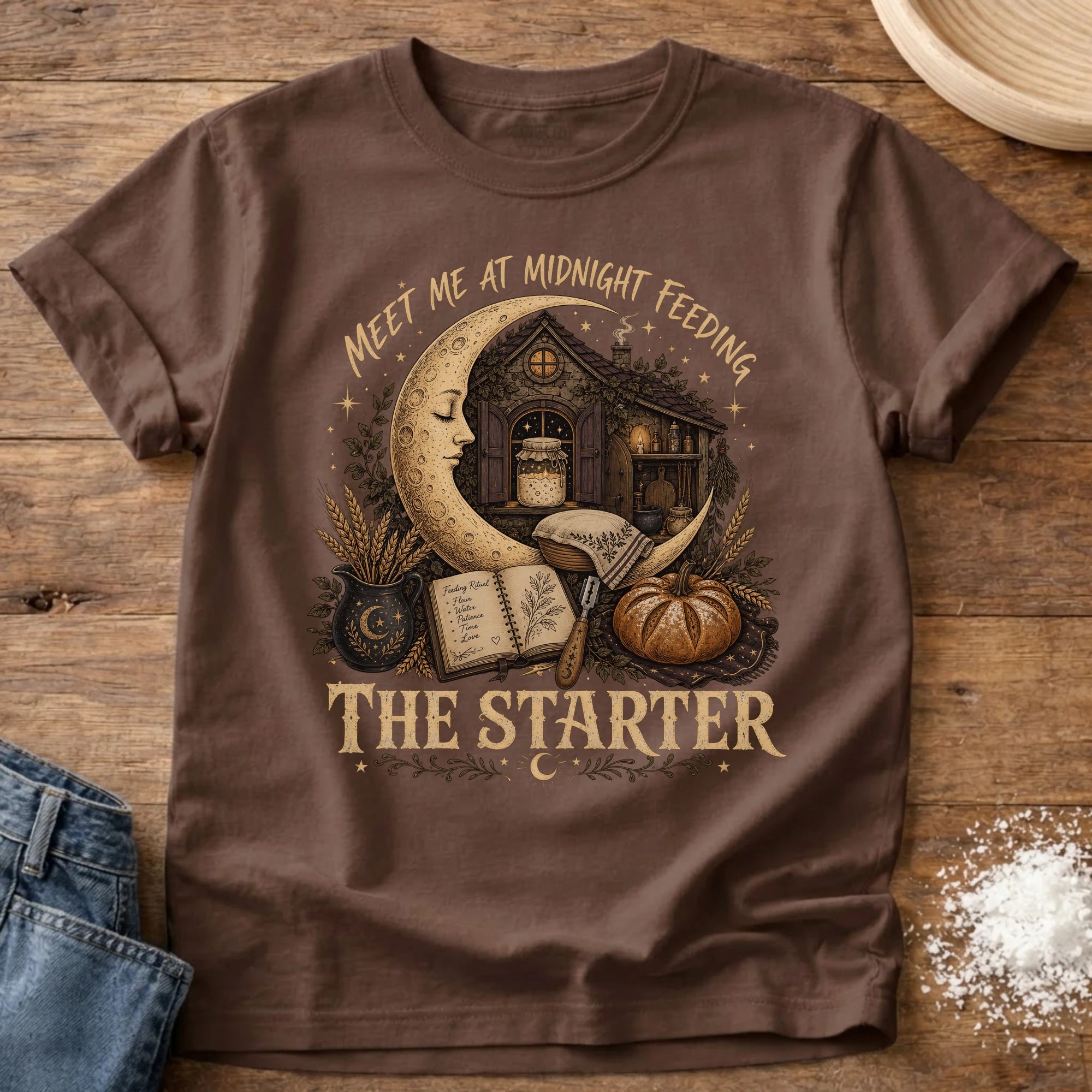 Knead More Fun Midnight Feeding sourdough t-shirt in Espresso
