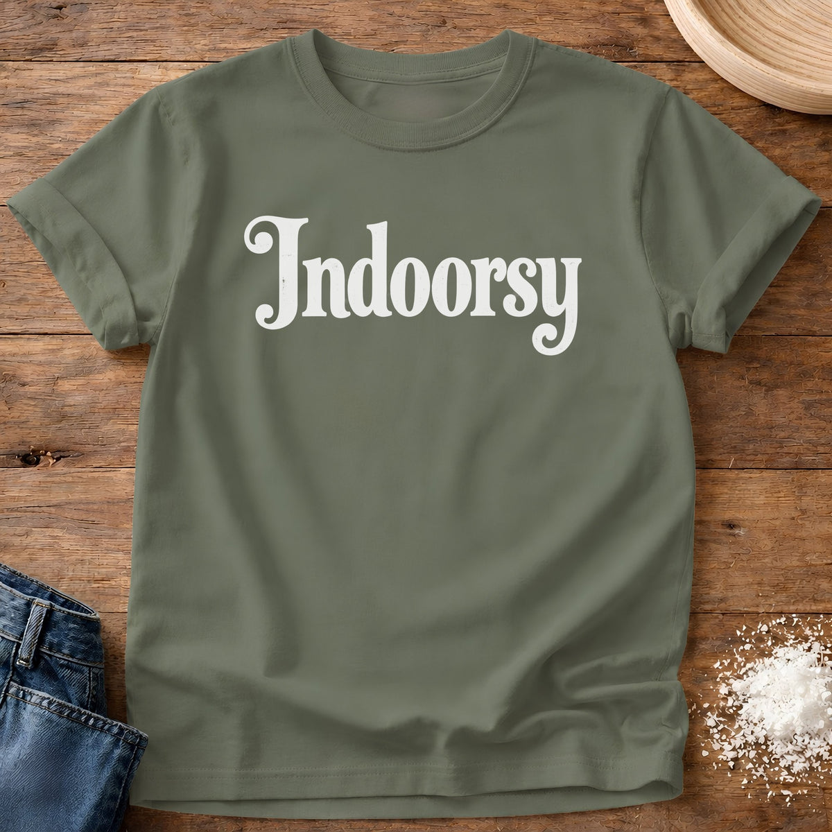Knead More Fun Indoorsy graphic t-shirt in Moss