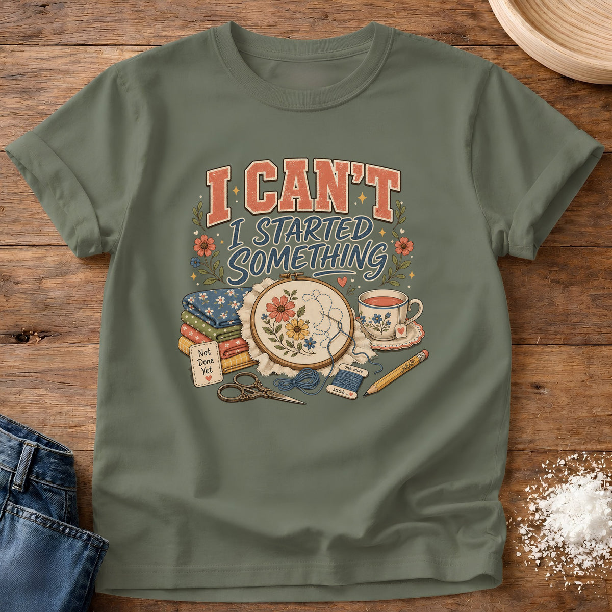 Knead More Fun Started Something graphic t-shirt in Moss