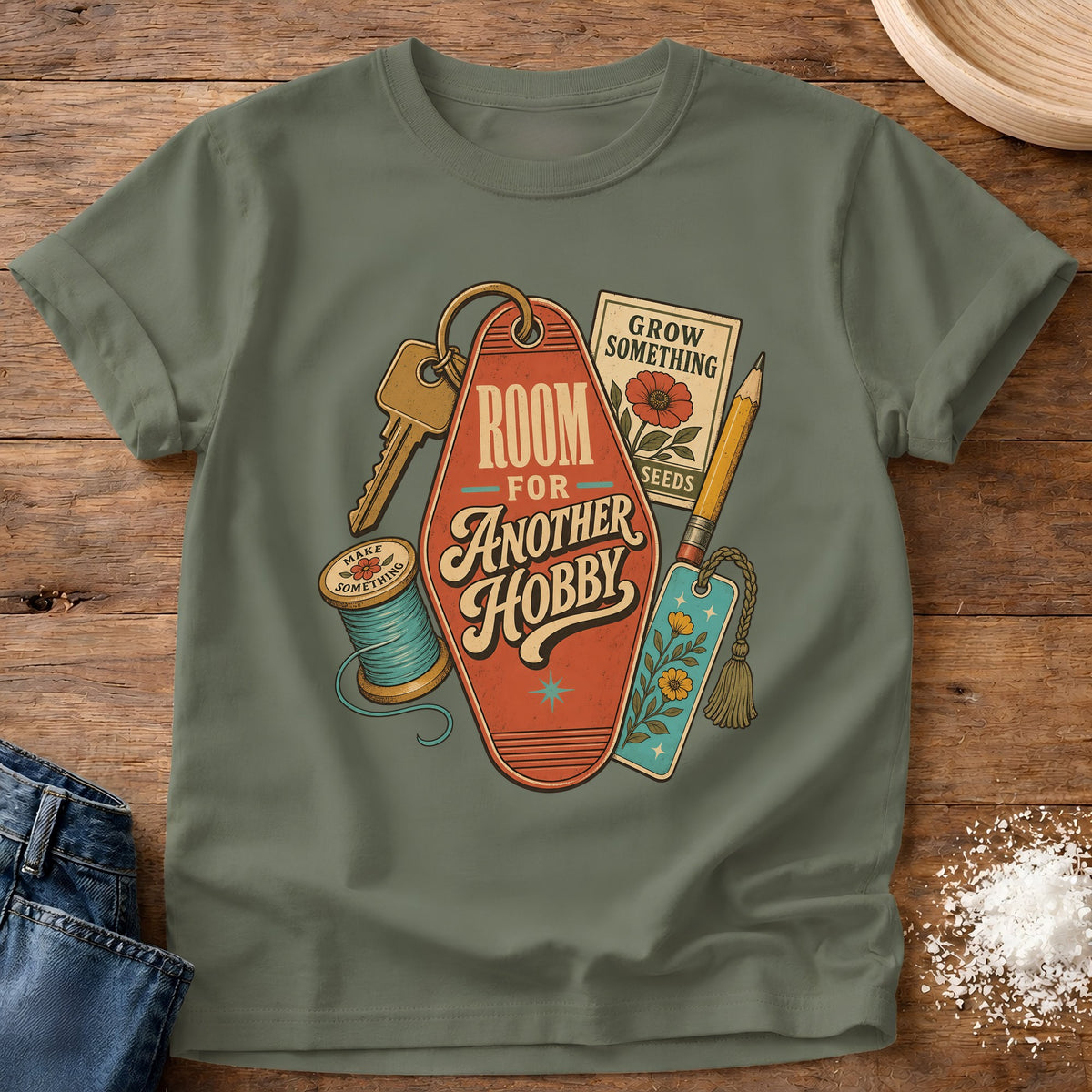 Knead More Fun Another Hobby graphic t-shirt in Moss