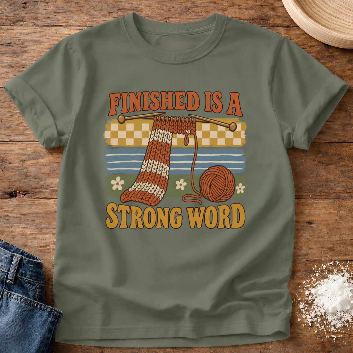 Knead More Fun Strong Word graphic t-shirt in Moss