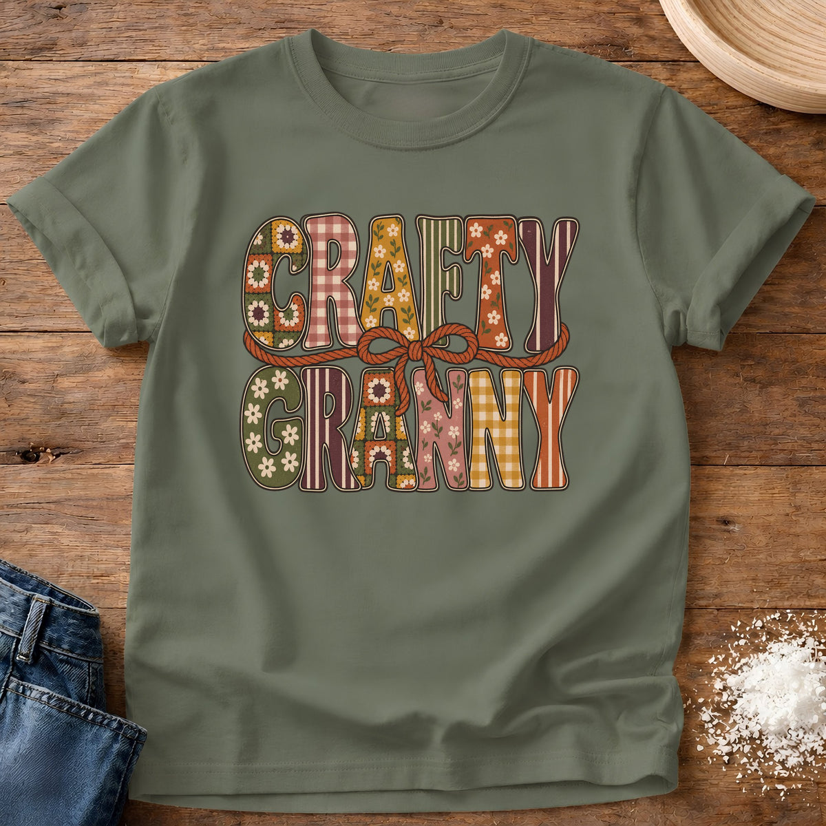Knead More Fun Craft Granny graphic t-shirt in Moss
