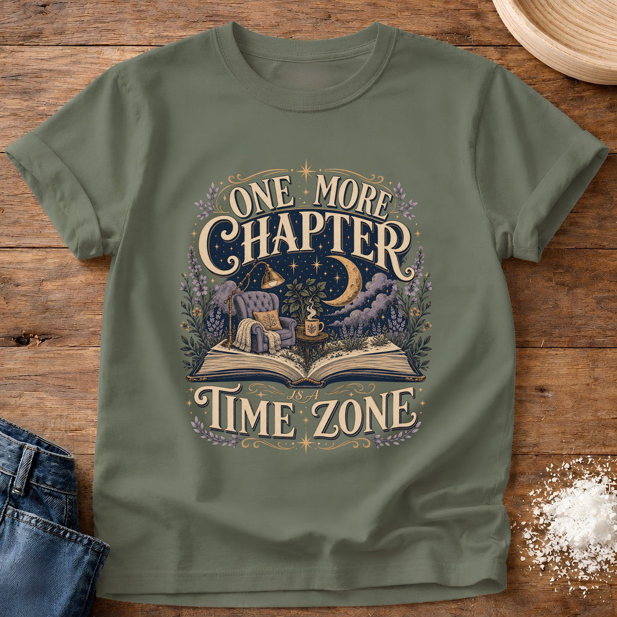 Knead More Fun Time Zone graphic t-shirt in Moss