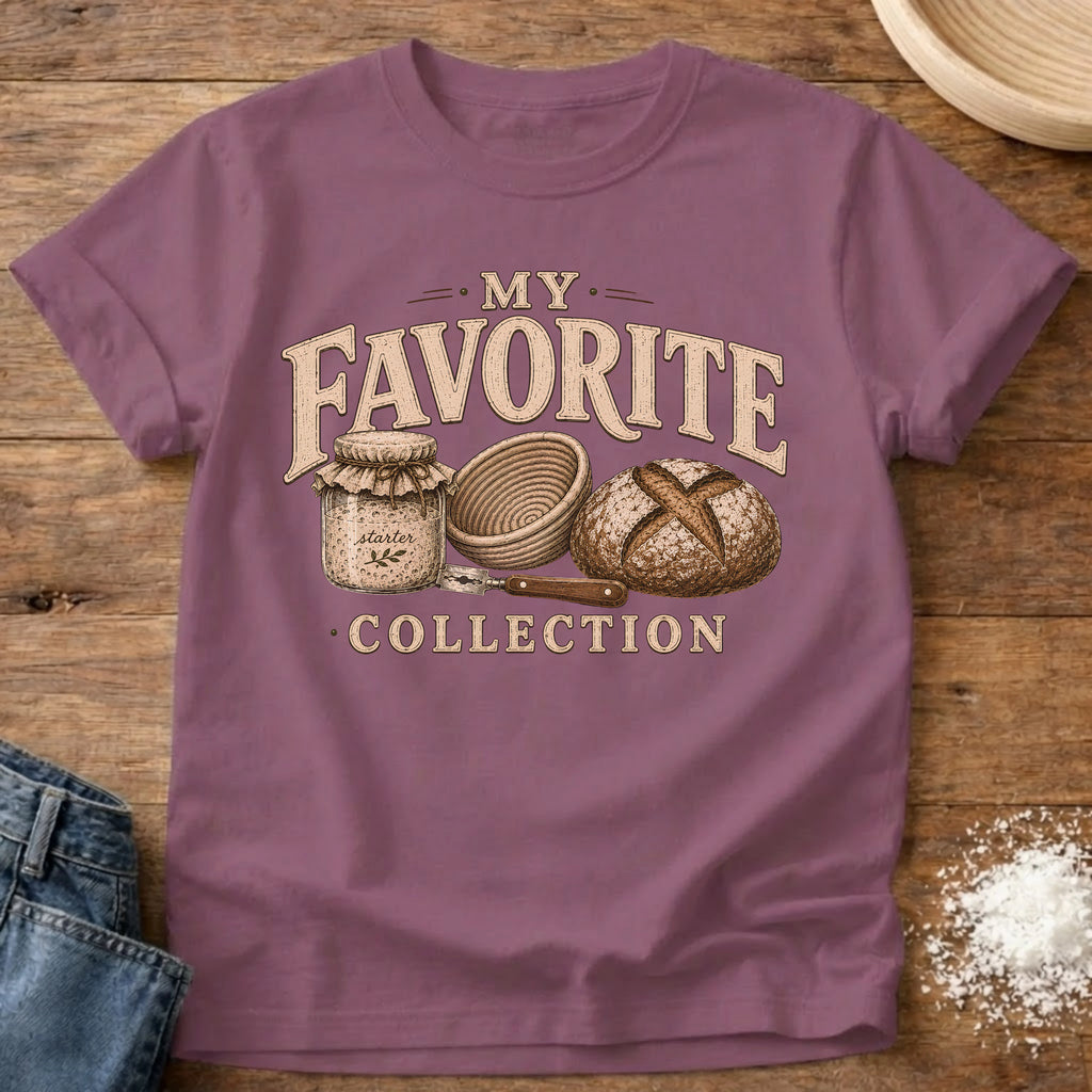 Knead More Fun My Favorite Collection sourdough t-shirt in Berry