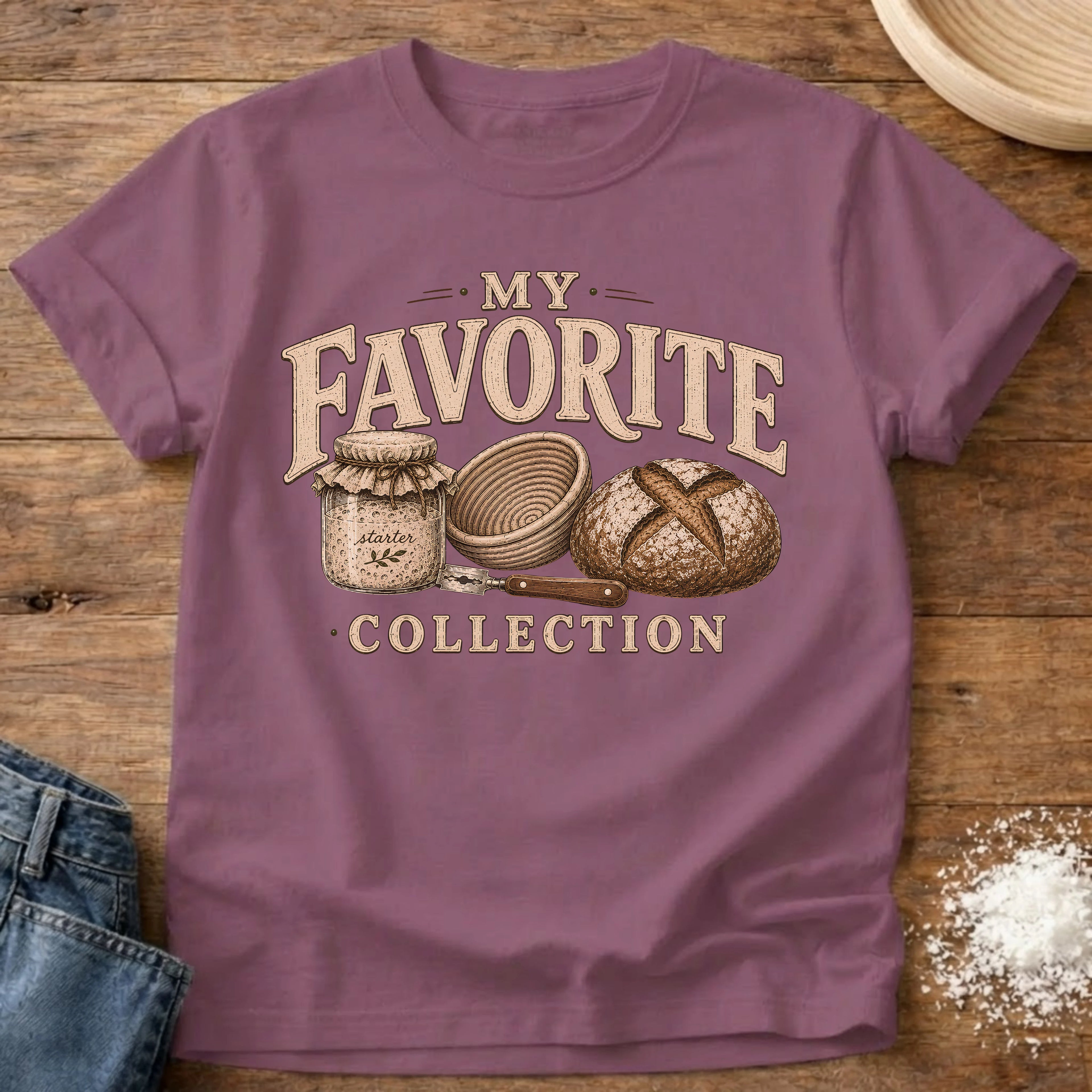 Knead More Fun My Favorite Collection sourdough t-shirt in Berry