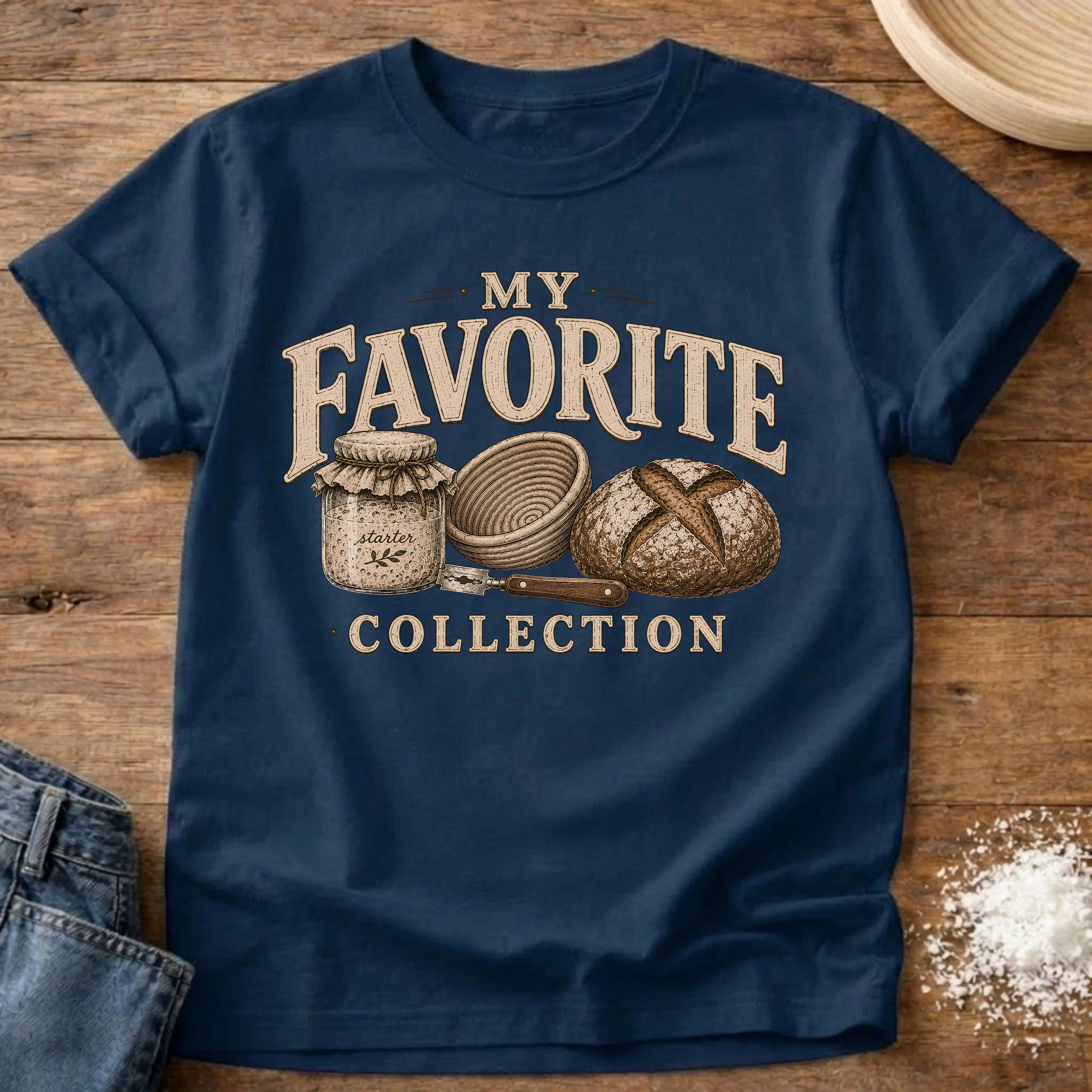 Knead More Fun My Favorite Collection sourdough t-shirt in Navy