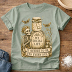 Knead More Fun My Social Life skeleton sourdough t-shirt in Bay