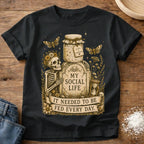 Knead More Fun My Social Life skeleton sourdough t-shirt in Black