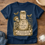 Knead More Fun My Social Life skeleton sourdough t-shirt in Navy