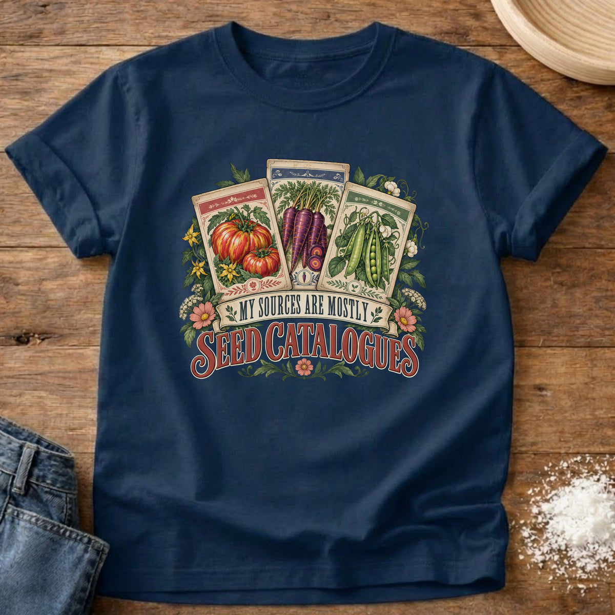 Knead More Fun Seed Catalogue graphic t-shirt in Navy