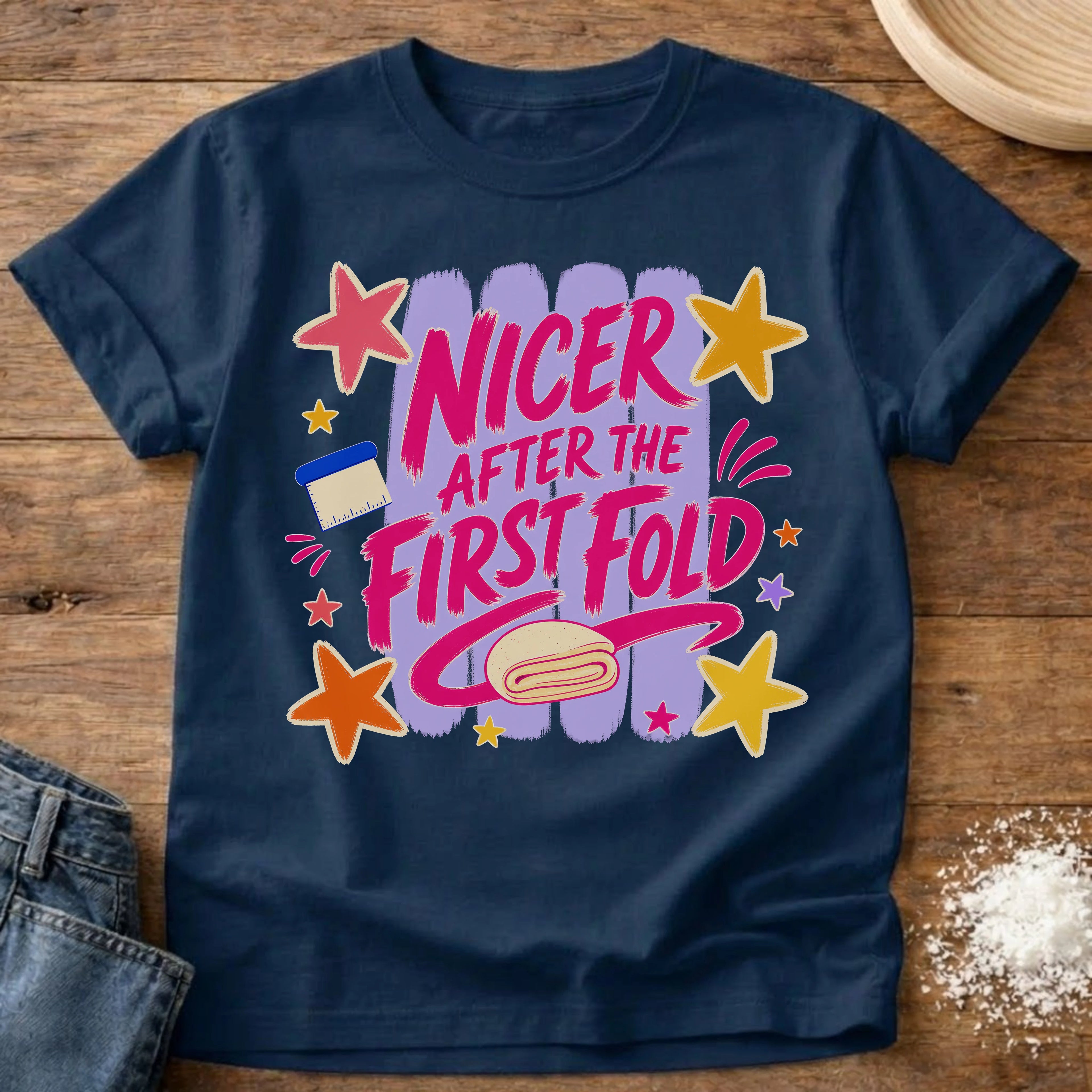 Knead More Fun Nicer sourdough t-shirt in Navy