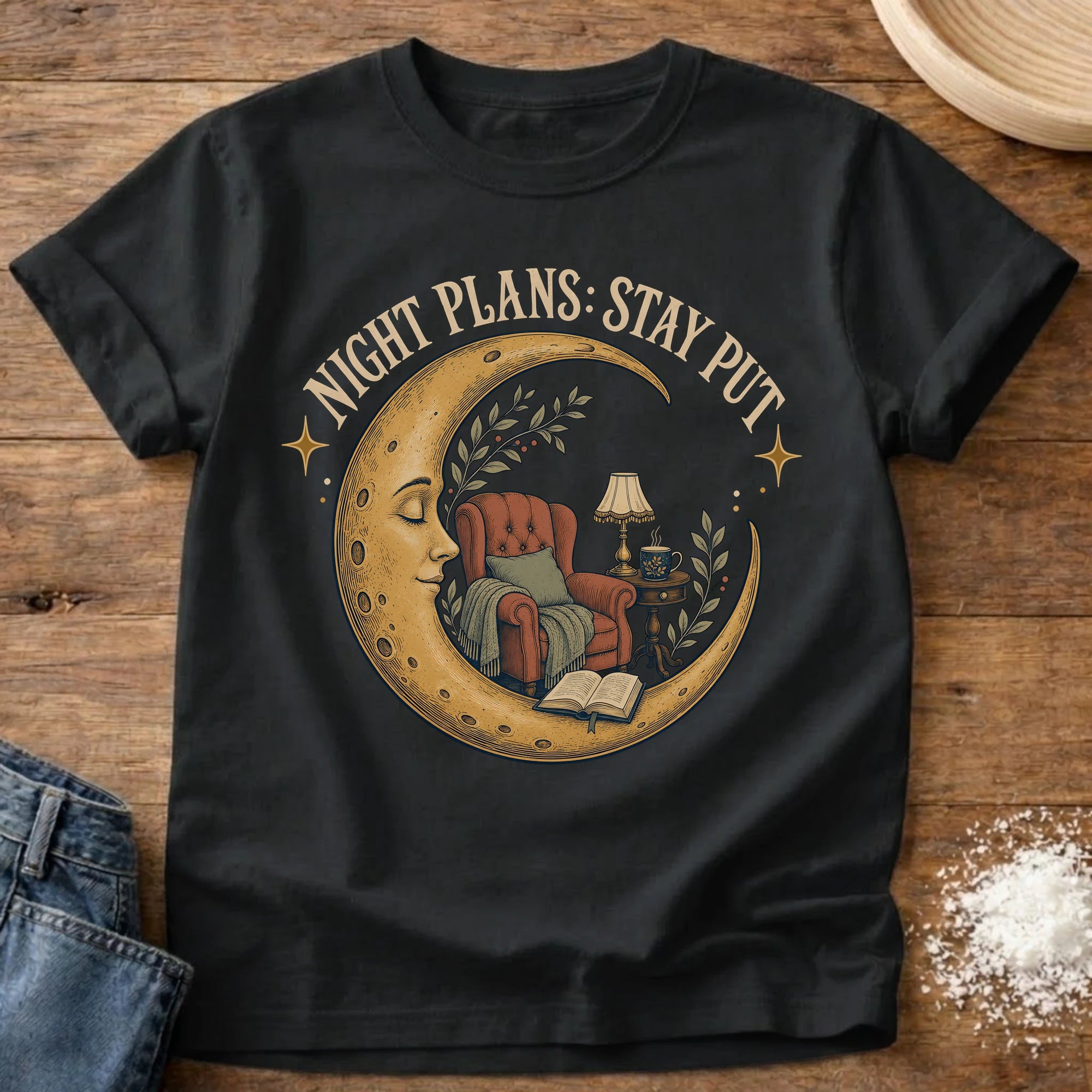 Knead More Fun Night Plans Stay Put cozy t-shirt in Black
