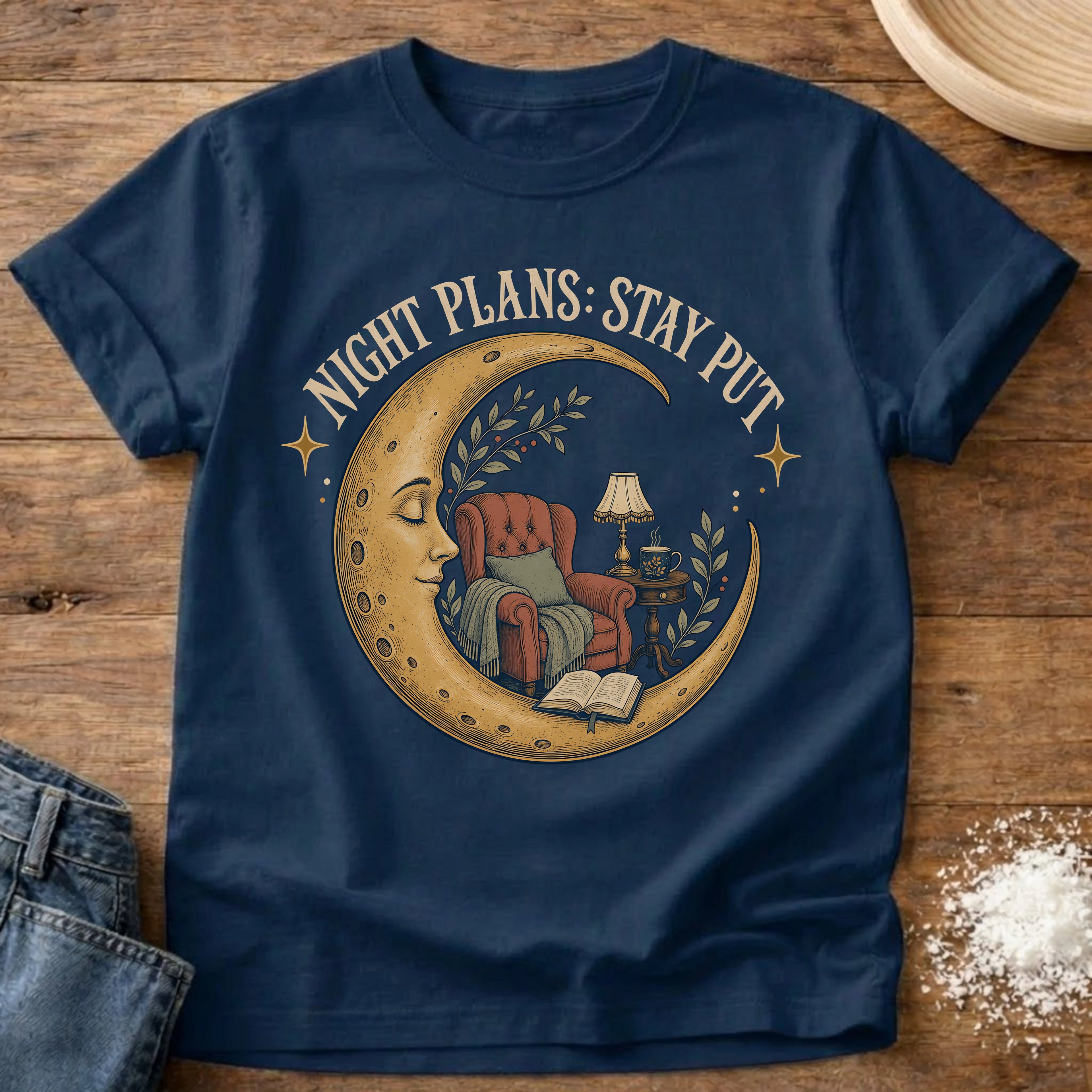 Knead More Fun Night Plans Stay Put cozy t-shirt in Navy