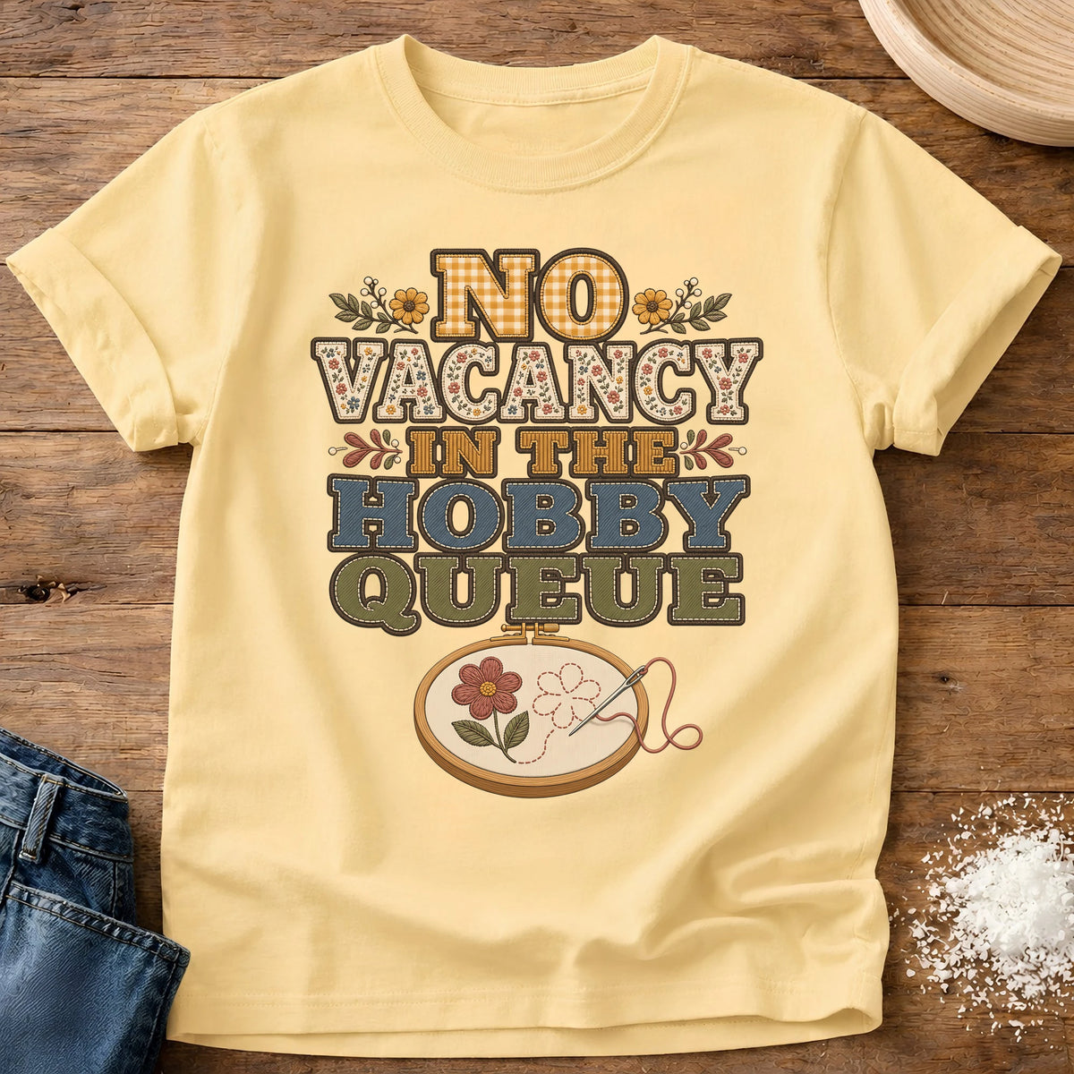 Knead More Fun No Vacancy homebody t-shirt in Butter