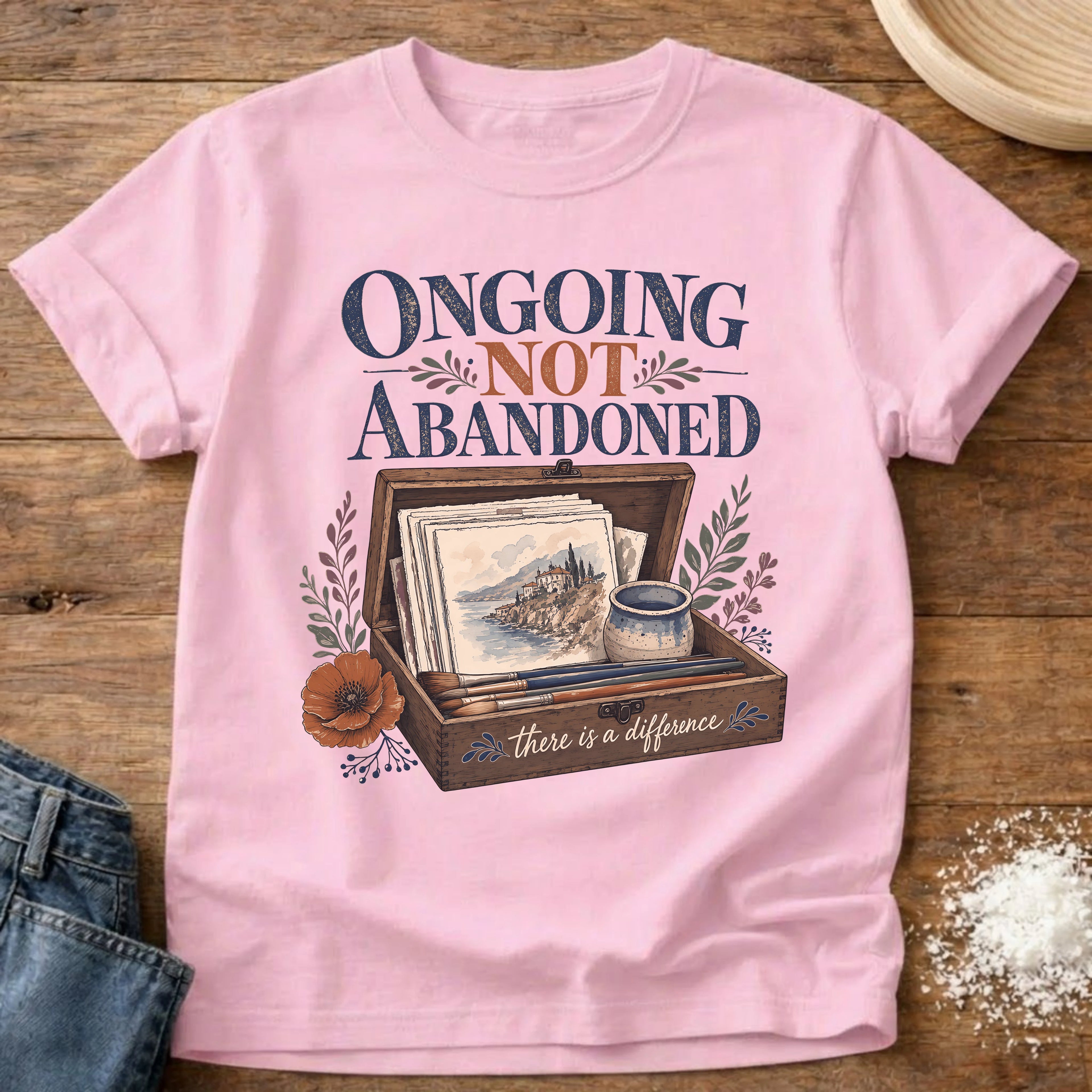 Knead More Fun Ongoing Not Abandoned crafter t-shirt in Blossom