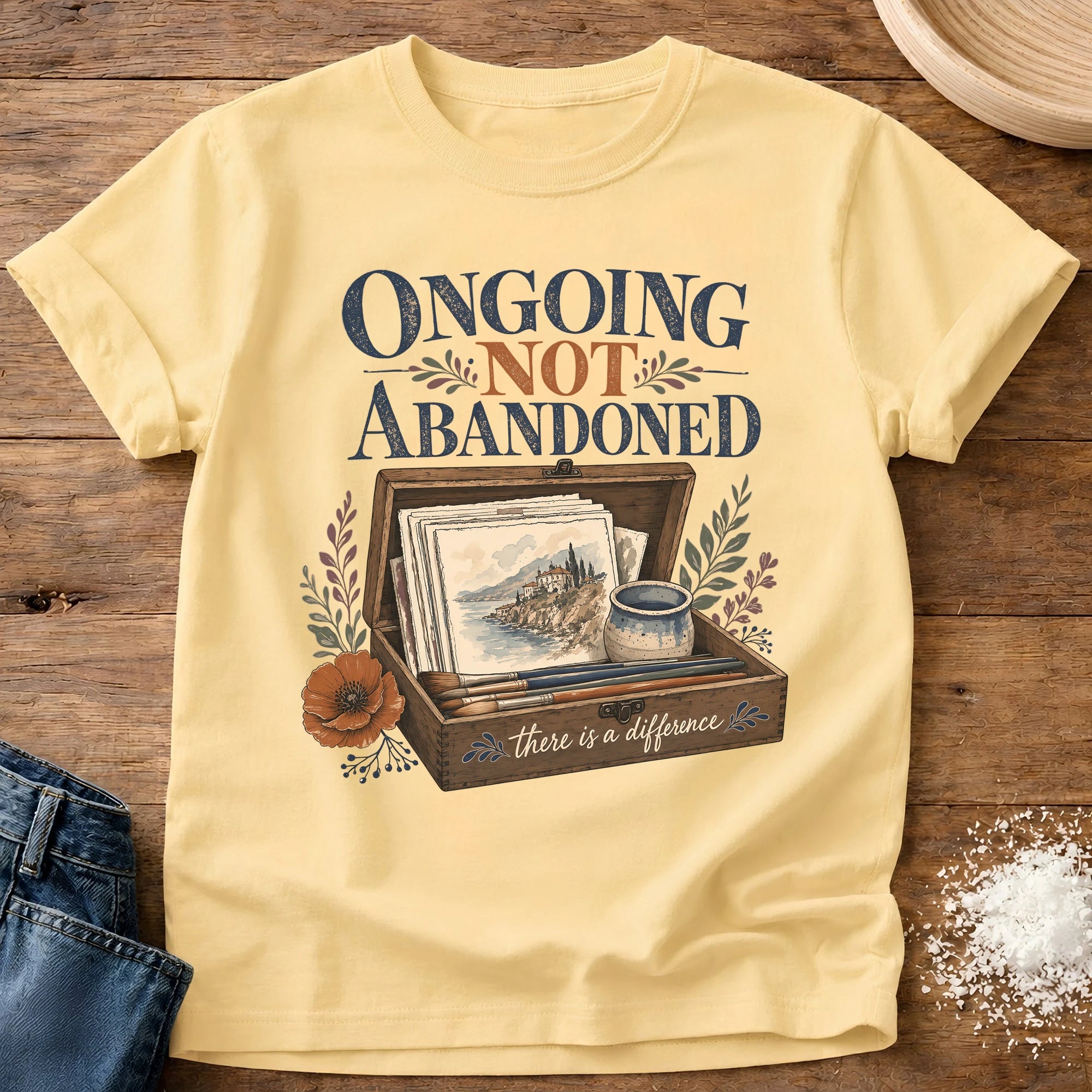 Knead More Fun Ongoing Not Abandoned crafter t-shirt in Butter