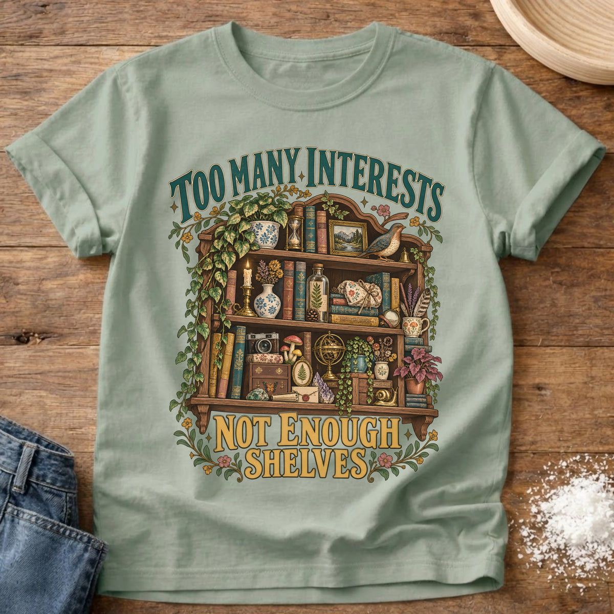 Knead More Fun Not Enough Shelves grannycore t-shirt in Bay