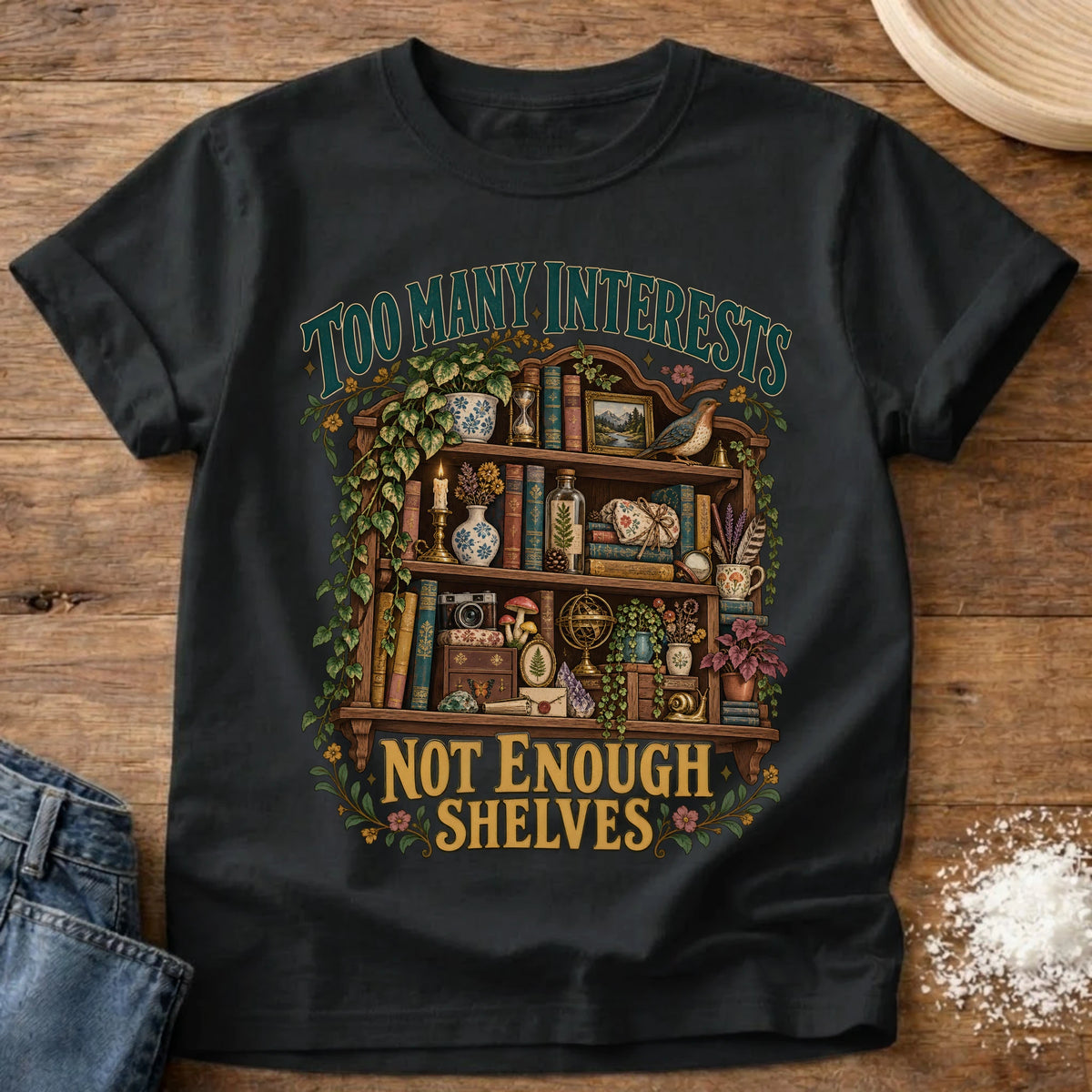 Knead More Fun Not Enough Shelves grannycore t-shirt in Black