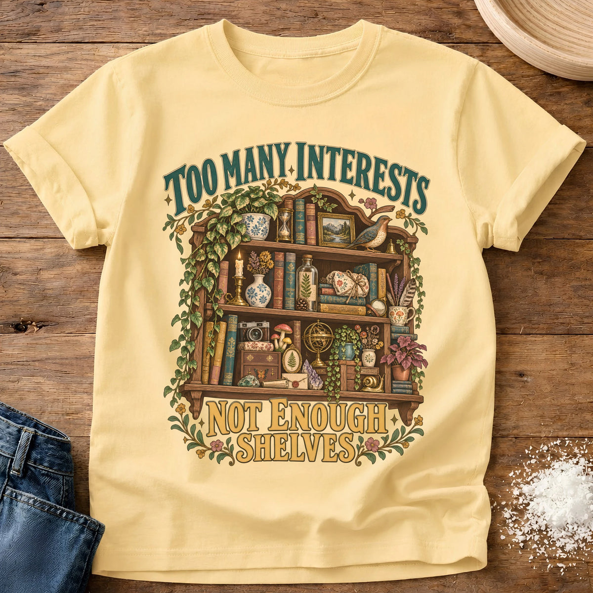 Knead More Fun Not Enough Shelves grannycore t-shirt in Butter