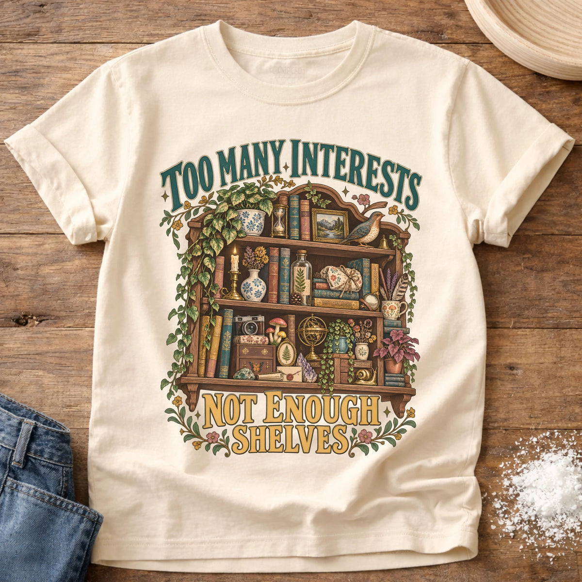 Knead More Fun Not Enough Shelves grannycore t-shirt in Ivory